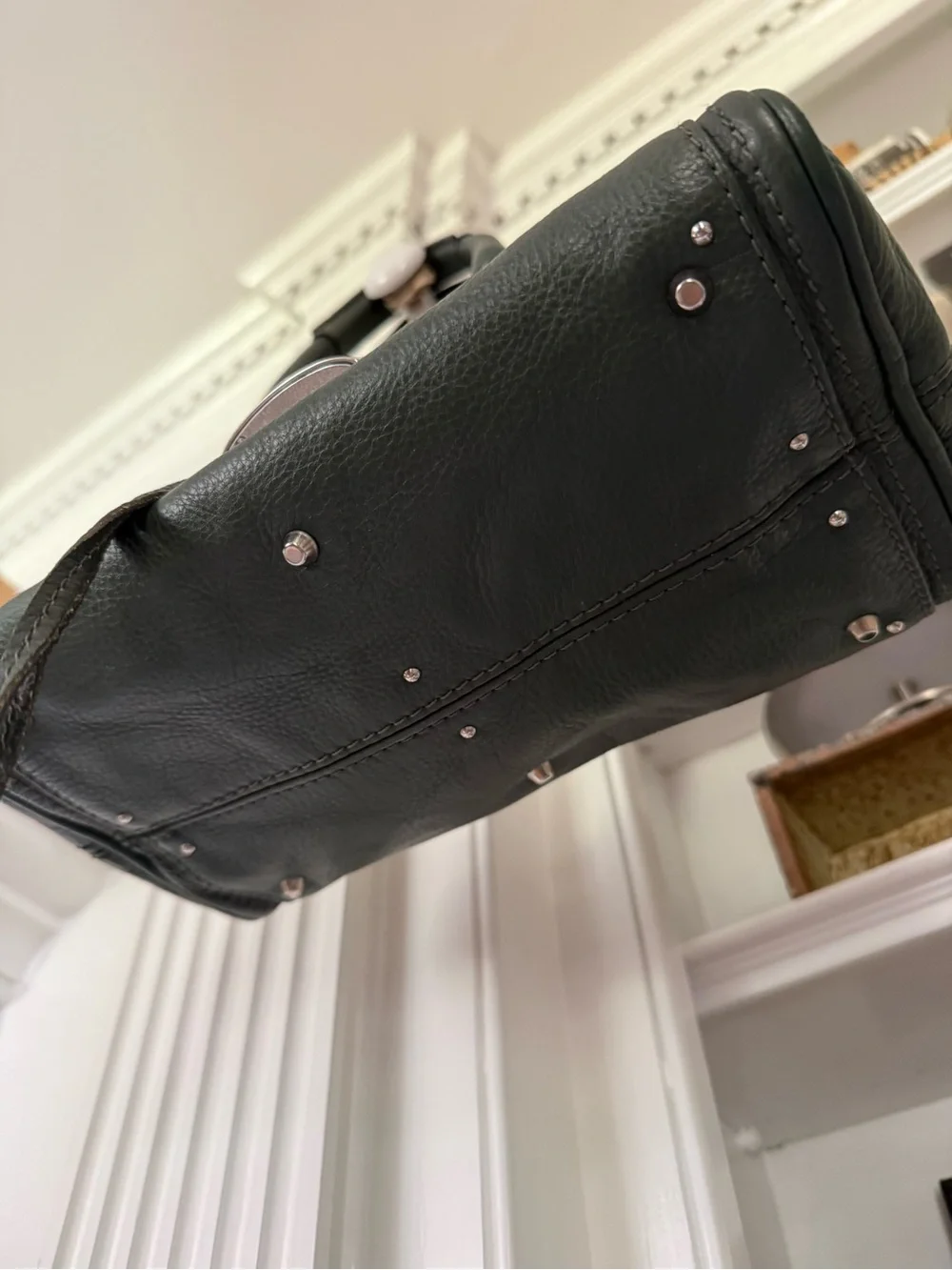 CHLOE Paddington Bag Small Green Silver Satchel Tote Phoebe Philo Y2K